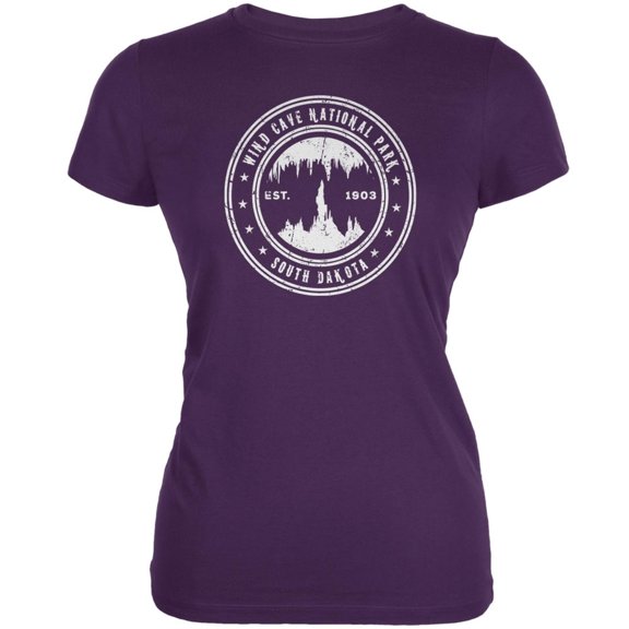 Wind Cave National Park Purple Juniors Soft T-Shirt - Large