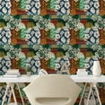 thumbnail image 2 of Ambesonne Ethnic Peel & Stick Wallpaper for Home, Traditional Floral Sketch, 13"x36", Marigold Ivory and Fern Green, 2 of 5
