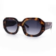 thumbnail image 6 of Womens Trendy Octagonal Beveled Thick Plastic Round Mod Sunglasses Tortoise - Smoke, 6 of 8