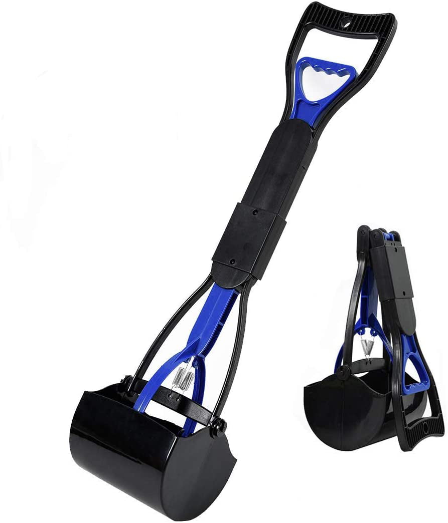 Blue-Foldable Premium Material Not Easy to Break Living Express 28'' Pooper Scooper for Large Dogs-Long Handle Dog Poop Scooper for Grass 