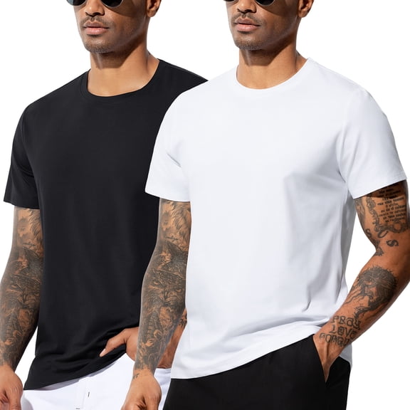Men's 2 Pack Active Quick Dry T-Shirts Tagless Short Sleeve Tees for Running, Sports, Workout, Gym, Casual