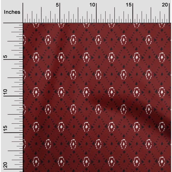 oneOone Cotton Poplin Fabric Geometric Block Print Fabric By The Yard 42 Inch Wide