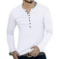 thumbnail image 3 of Defitshape Men's Long Sleeve Henley Shirt Soft Basic Fall Top T Shirt Crewneck Home White Medium, 3 of 3