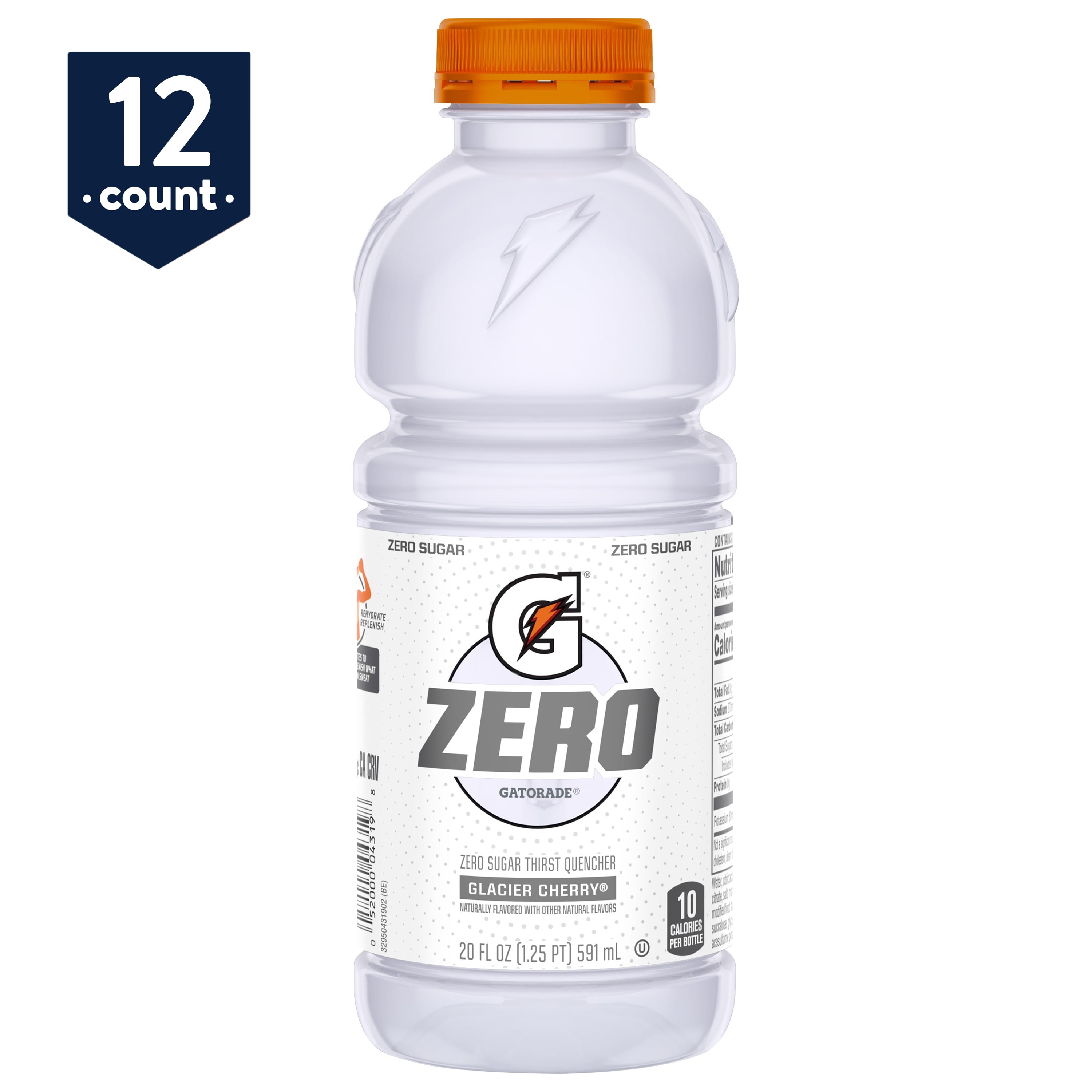 Gatorade Zero Sugar Thirst Quencher, Glacier Cherry, 20 oz Bottles, 12