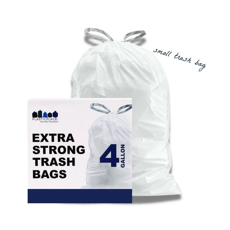 Plasticplace 10-Gallons White Plastic Kitchen Drawstring Trash Bag  (100-Count) in the Trash Bags department at