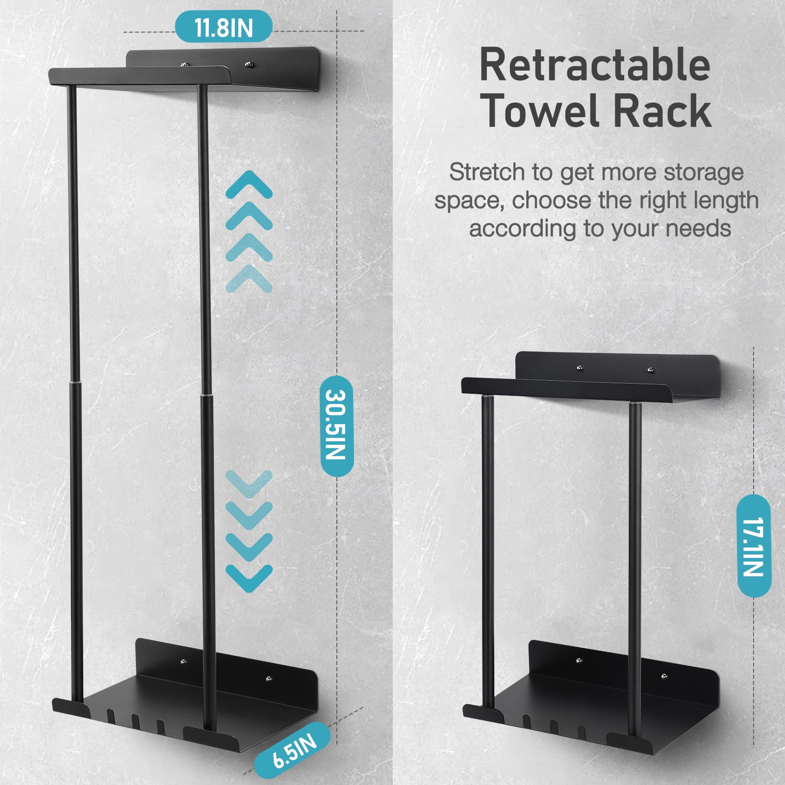 Livhil Wall Towel Rack for Rolled Towels, New Upgrade Towel Racks for Bathroom Wall Mounted, Bathroo(图3)
