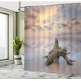 thumbnail image 5 of Ambesonne Digital Shower Curtain, Sunrise on Sandy Beach, 69"Wx84"L, Yellow and Tan, 5 of 5