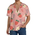 thumbnail image 3 of Vsdgher Strawberry Floral Print Men's Wrinkle Free Untucked Cuban Shirt Business Casual Button Down Shirts Short Sleeve Shirt, 3 of 7