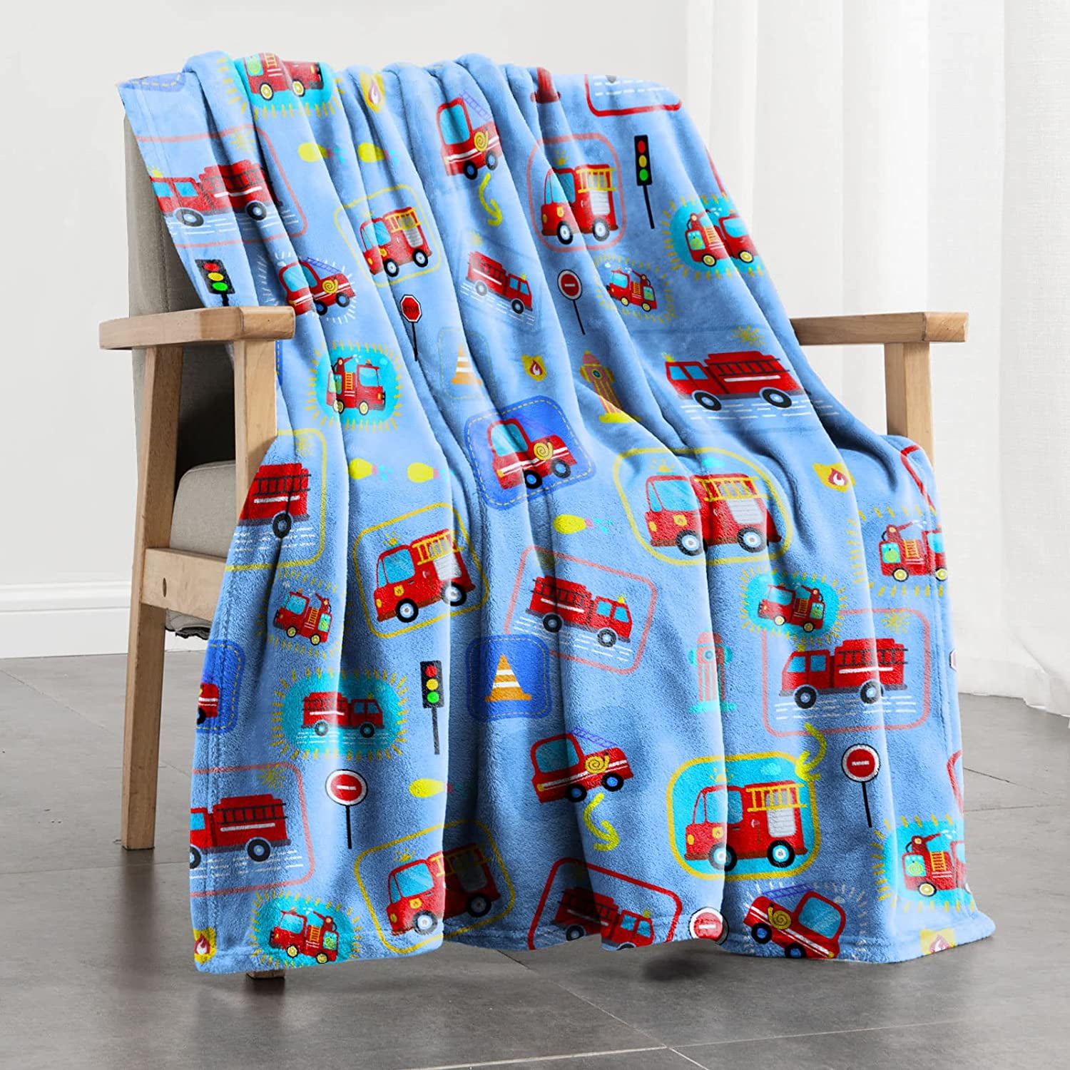 Fire Truck Blanket for Kids Boys Throw Blankets for Boys, Toddler