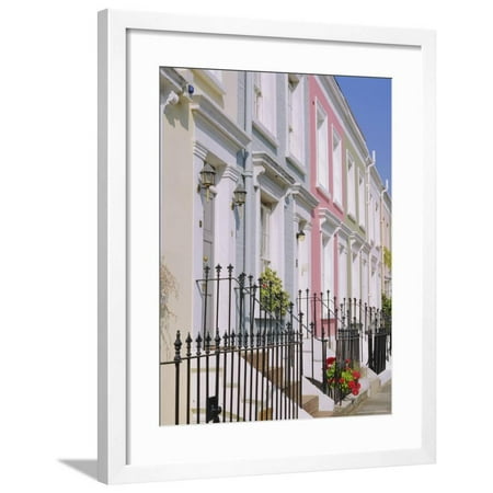 London Terrace (Terraced Houses and Wrought Iron Railings, Kensington, London, England, UK Framed Print Wall Art By Mark)