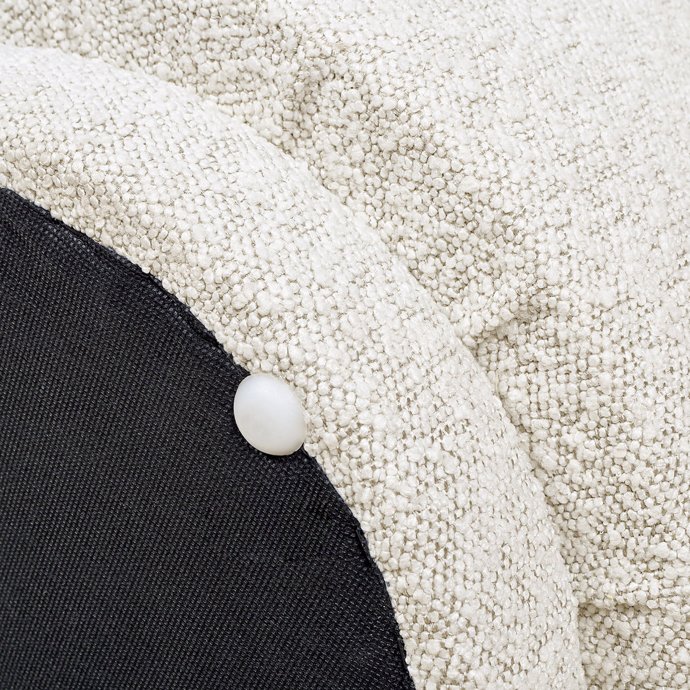 Fuji 15" Mushroom Footstool Ottoman Ivory White Boucle
