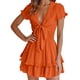 thumbnail image 1 of Vestido PRETTYGARDEN Mini con Volantes, Escote en V y Manga Corta - Talle S, 1 of 6