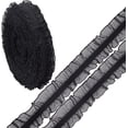 thumbnail image 1 of 10Yds Organza Ruffled Pleated Lace Fabric Trim Ribbon 1 inch/25mm Black Double Satin Elastic Stretch Lace Edge Trimmings Gathered Ruffle Fringe Appliques Patches for Dress Wedding Collars, 1 of 9