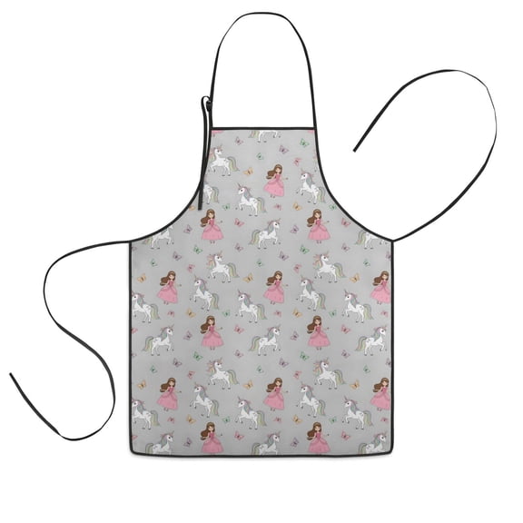 Princess Unicorn Butterfly Pattern Kids Aprons for Girls and Boys,Adjustable Neck Strap Toddler Aprons for Kids Cooking Baking