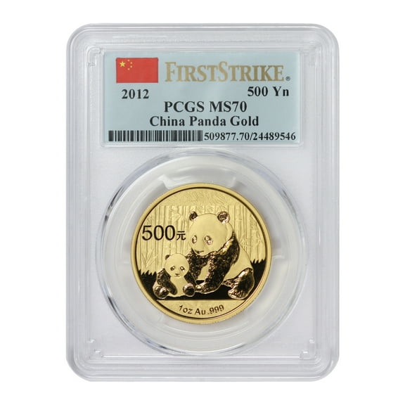 China 2012 Gold Panda 500 Yn PCGS MS70 First Strike Flag Label Chinese Mint Coin