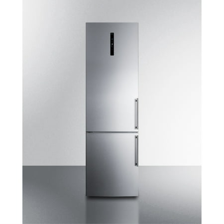 ENERGY STAR certified European counter depth bottom freezer refrigerator with stainless steel doors  platinum cabinet  and digital controls for each section; left hand door swing