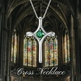 thumbnail image 7 of WINNICACA S925 Sterling Silver Faith Cross Emerald Necklace May Birthstone Religious Crucifix Jewelry Birthday Anniversary Mothers Valentines Day Gifts for Women, 7 of 7
