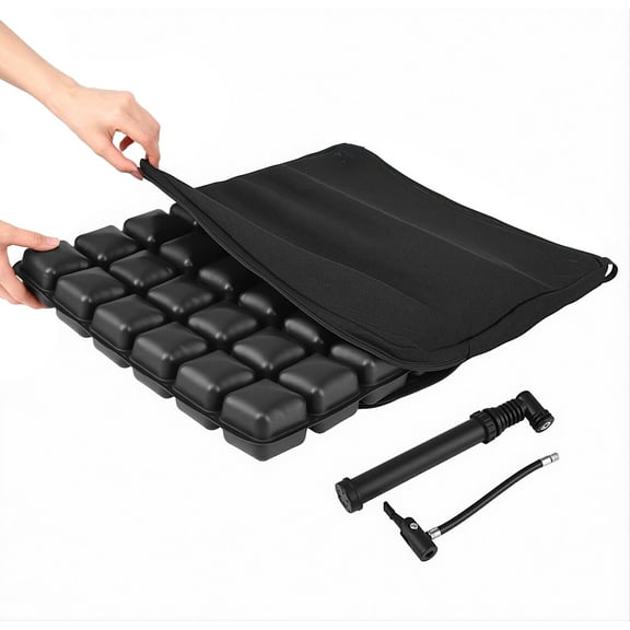 Air Inflatable Seat Cushion - Adjustable Air Pressure Relief Seat, Portable - Waffle Style Tailbone Pad for Back Support, Sciatica, Coccyx Pain