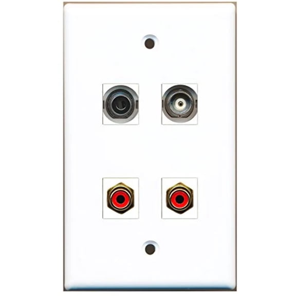 RiteAV - 2 Port RCA Red 1 Port 3.5mm 1 Port BNC Wall Plate
