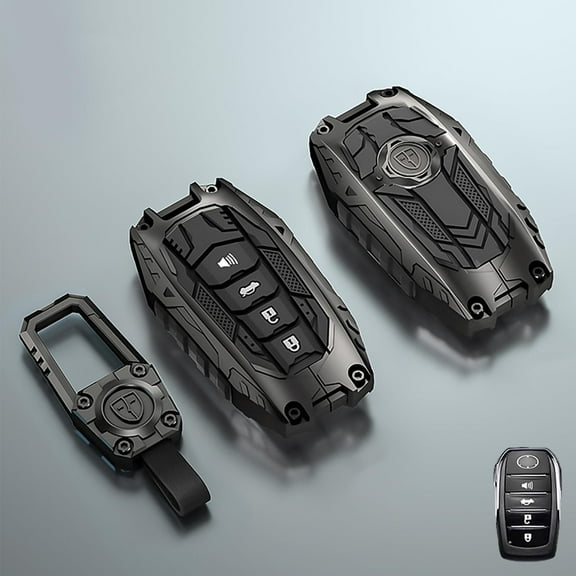Style Heavy Metal Key Fob Cover, Compatible with Toyota Tundra 2022 2023 2024 2025~, Fit for Corolla Cross Venza Sequoia etc, Zinc Alloy Key Case Protector