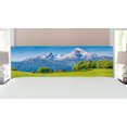 thumbnail image 1 of Europe Headboard, Blooming Flowers Snowcapped Mountain Tops in Background National Park Bavaria, Upholstered Decorative Metal Bed Headboard with Memory Foam, King Size, Green Sky Blue, by Ambesonne, 1 of 4