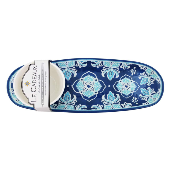 Le Cadeaux Havana Bowl and Tray Gift Set Blue