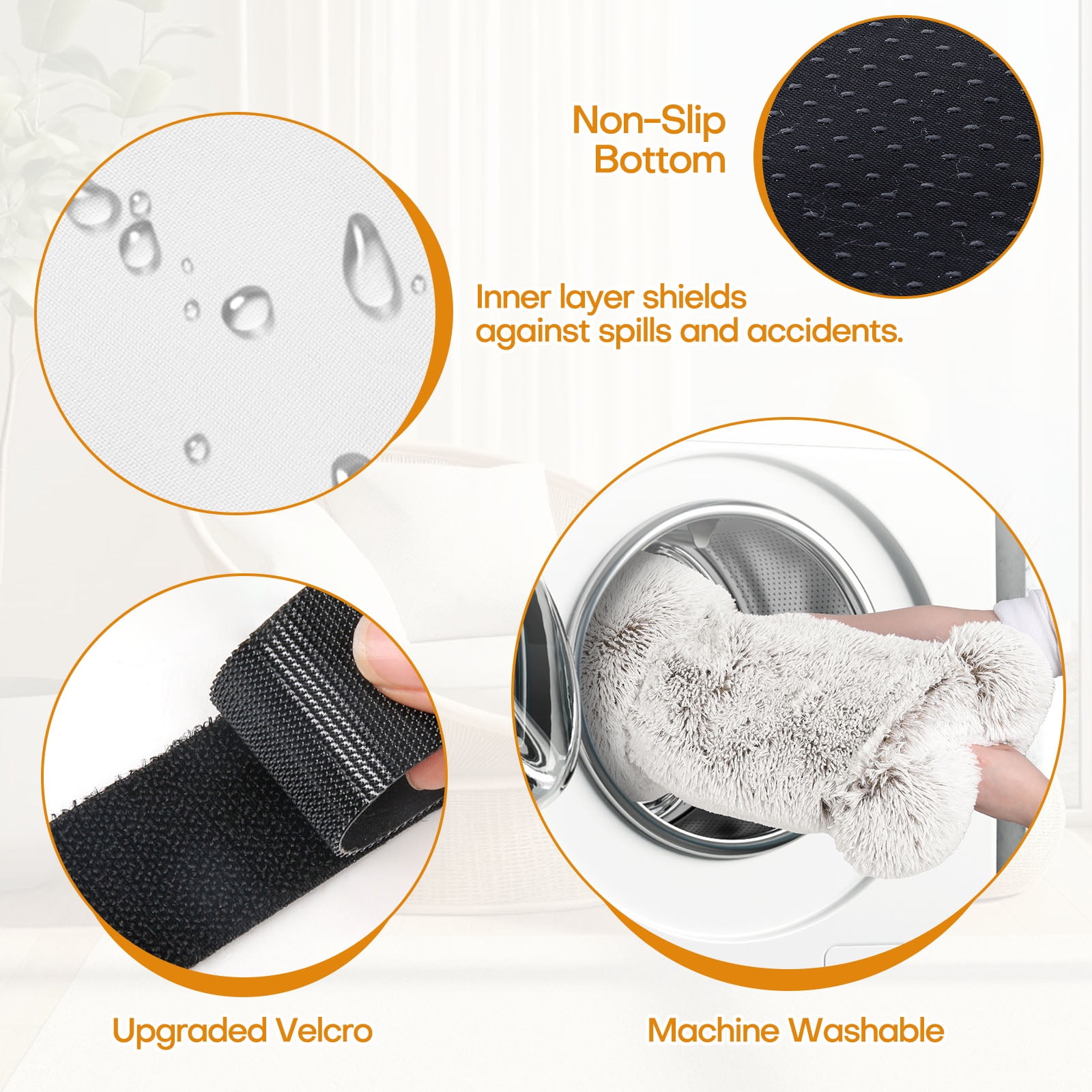 Sennaux Calming Dog Bed for Large Dogs Cats, Cozy Soft Plush Pet Bed Washable,XL,Coffee