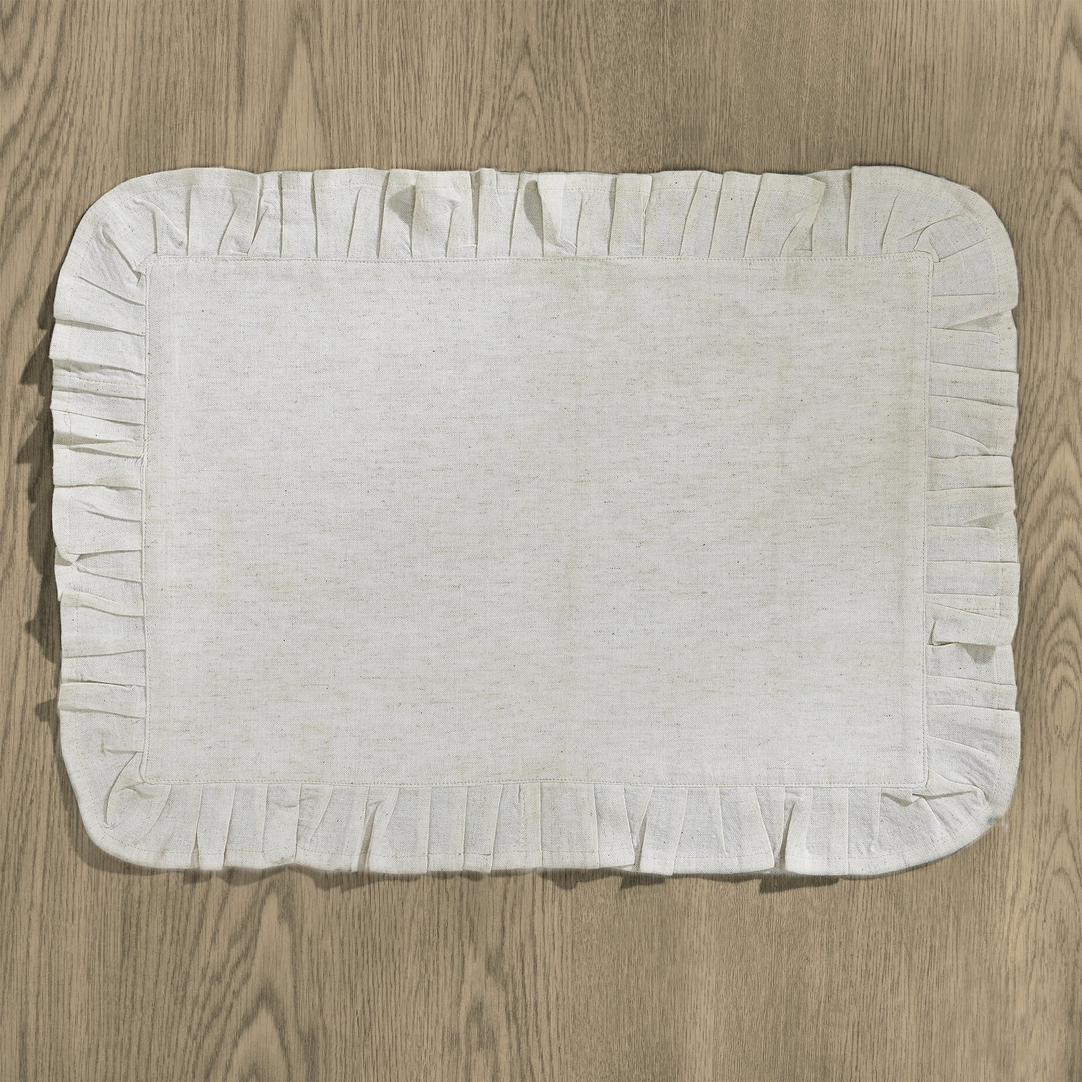 My Texas House Madelyn Ruffle 14" x 20" Table Placemat, Beige, 1 Piece