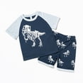 thumbnail image 2 of TOWED22 Toddler Baby Boy Clothes Summer Short Sleeve Truck Print T-Shirt Tops Solid Color Shorts Set 2Pcs Casual Outfit(Blue,6-7 Y), 2 of 9