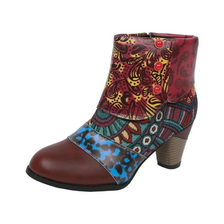 OJSFQUFP Non Slip Shoes for Women Women Shoes Autumn and Winter Ankle Boots Fashionable Color Matching Thick Heel Outdoor Casual Boots Goth Boots for Women Purple 38