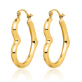 thumbnail image 5 of 10K Solid Yellow Gold Heart Friendship Medium Hoop Earrings, 5 of 10