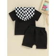 thumbnail image 4 of Hirigin Toddler Baby Boy Summer Clothes Sets Checkerboard Plaid Hoodie Short Sleeve T-Shirt Casual Shorts Set Cute Outfits, 4 of 8
