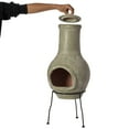 thumbnail image 4 of Vintiquewise Outdoor Beige Clay Chimenea Scribbled Design Fire Pit with Metal Stand, 4 of 8