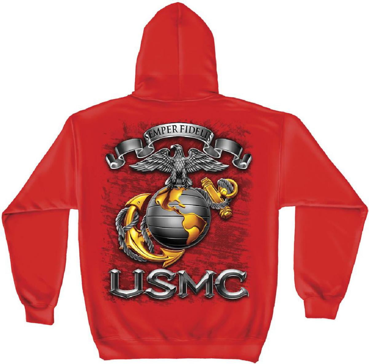 Ice-Long Out X Operation Iraqi Freedom OIF Marine Corps EGA Veteran Mens Fashion Sleeveless Zip-up Hoodie Black with Pocket