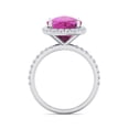 thumbnail image 3 of SuperJeweler 5 1/2 Carat Cushion Cut Created Pink Sapphire and Halo Diamond Ring In Sterling Silver For Women, 3 of 6