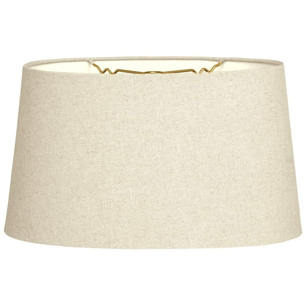 Royal Designs 14" Shallow Oval Hardback Lamp Shade Linen Beige