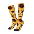 thumbnail image 2 of Bingfone Compression Socks for Women and Men Long Socks for Running Athletic Cycling Nurse-Artistic Zebra Print Sunflower, 2 of 8