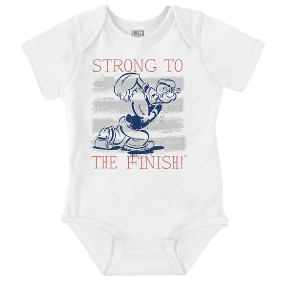 Popeye Strong to the Finish Cartoon Romper Boys or Girls Infant Baby Brisco Brands NB