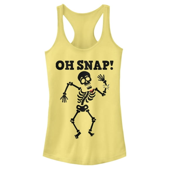 Junior's Lost Gods Halloween Oh Snap  Racerback Tank Top Banana Large