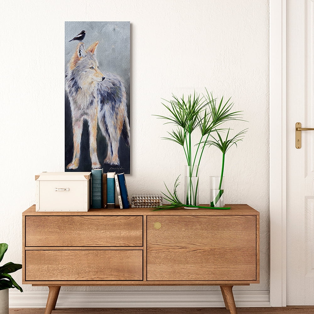 Stupell Industries Wild Forest Coyote and Black Bird Perched Canvas Wall Art by Karen Weber Fine Art