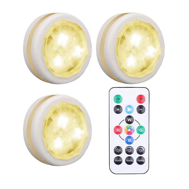 3 piezas debajo de iluminación del pequeña sa RGB inalámbrico LED Puck luces accesorios de iluminación para escalera armario Dorado Colco Debajo de la luz del gabinete
