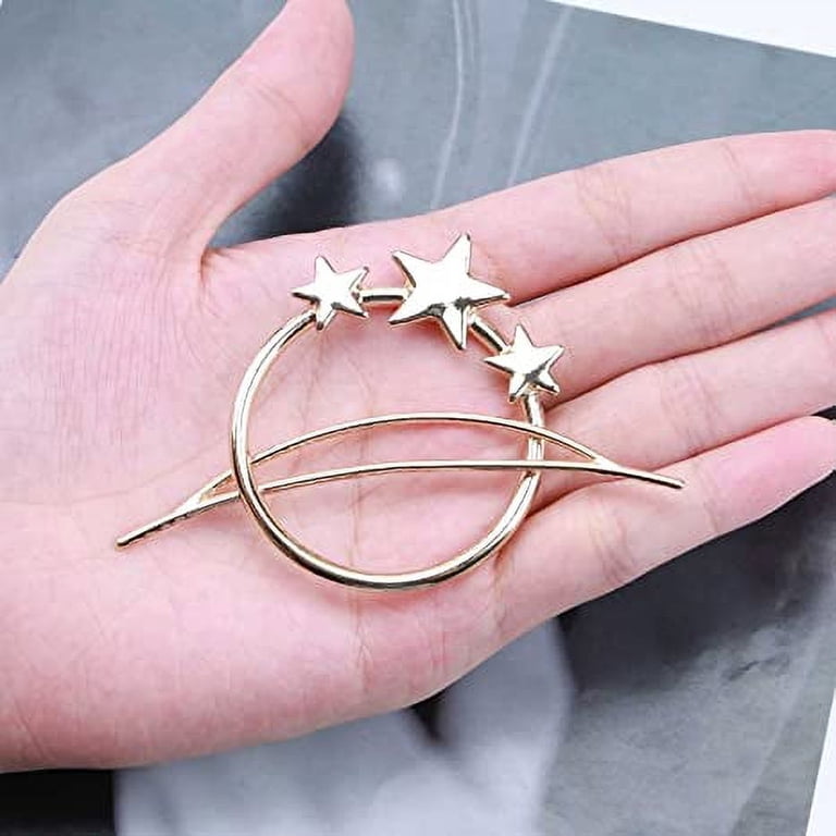 2PCS Circle Star Hair Clip Gold Hollow Circle Hairclips  display picture 1