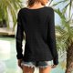 thumbnail image 4 of Xuyuer Womens Knit Sweater 2025 Crewneck Cute Elegant Soft Long Sleeve Hollow Cable Knit Pullover Tops, 4 of 6