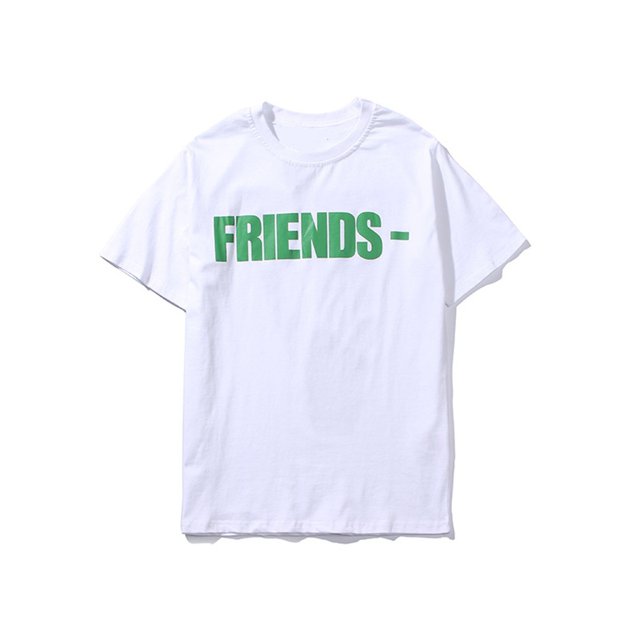Camiseta de hombre Big V Print Cotton Hip-Hop Summer Tee Letters Friends Fashionable, White-XXL WD.WDQZL Ropa