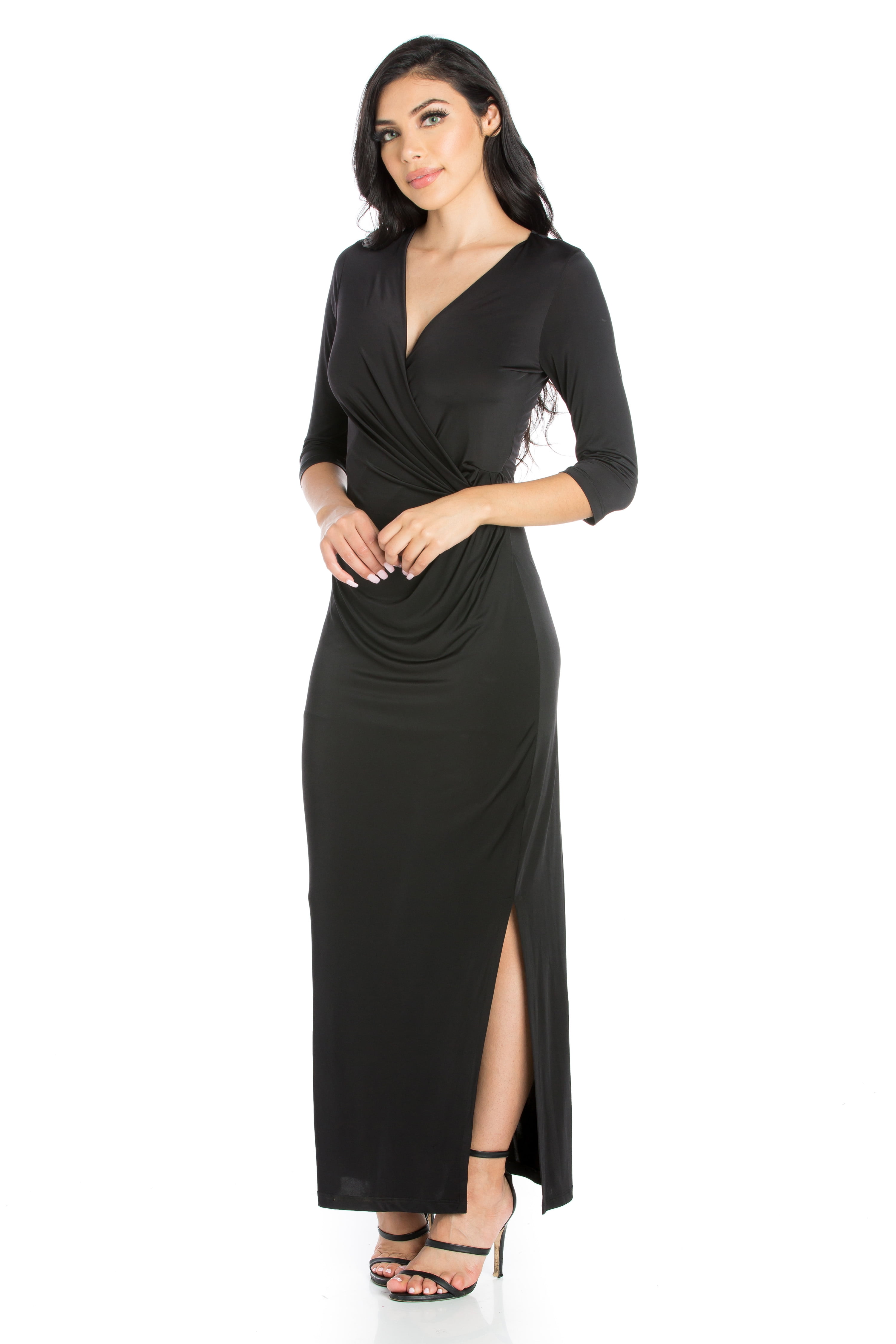 Women's Long V-neck Wrap Dress