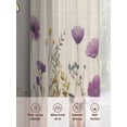 thumbnail image 5 of Purple Flowers Sheer Curtains 108 inches Long 2 Panels Set Plants Watercolor Floral Retro Linen Tiers Sheers Rod Pocket Small Window Short Curtains for Kitchen Cafe, Each 52" W x 108" L, 5 of 7