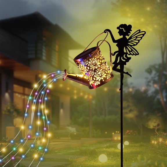 XGFHYJEH Solar Lights Outdoor Decorative, 32inch Watering Can with Cascading Lights, Garden Stakes, Gifts for Mom Women, Waterproof Metal Garden Decor for Yard Art, Outside