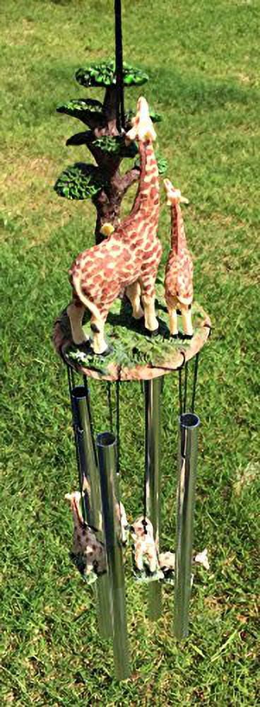 Safari Giraffe Mother And Calf By The Trees Resonant Relaxing Wind Chime Patio