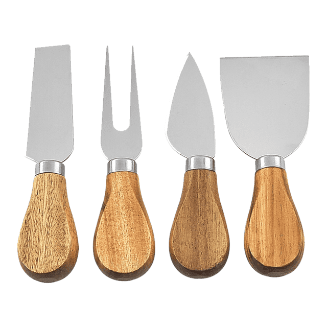 CUITING 4 Pieces Set Cheese Knives with Acacia Wood Handle