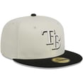 thumbnail image 3 of Men's New Era Stone/Black Tampa Bay Rays Chrome 59FIFTY Fitted Hat, 3 of 5